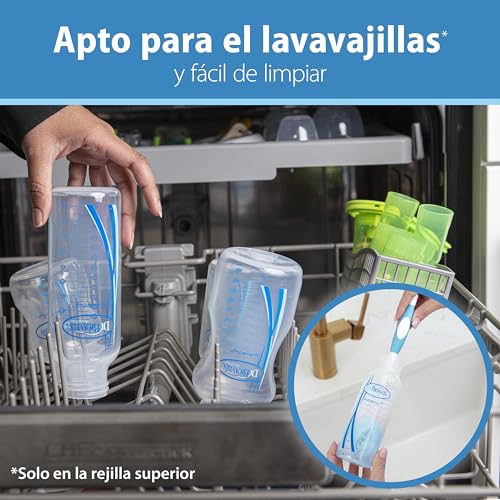 Dr. Brown's Natural Flow Anti-Colic Options+ Narrow Baby Bottle, Blue Nature, 8 oz/250 mL, with Level 1 Slow Flow Nipples, 0m+, 4 Pack