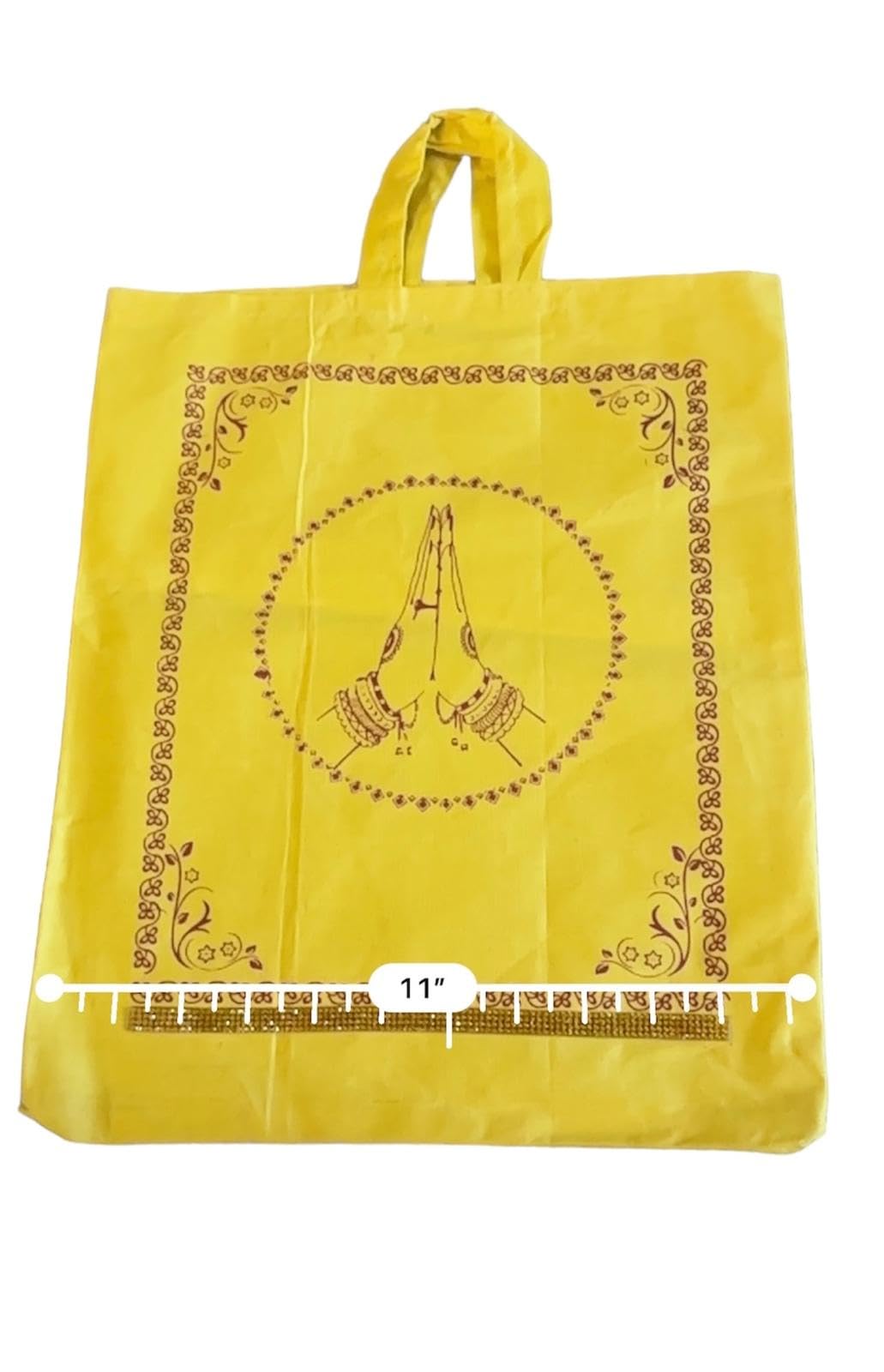 Traditional Indian Yellow Cloth Gift Bag-Manja pai(Pack of 5 bags)